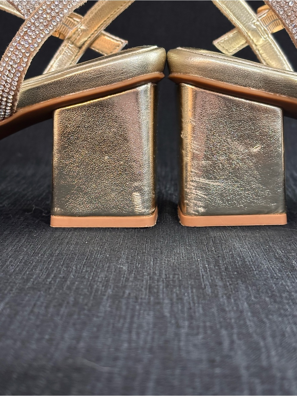 Naturalizer Niko Gold Rhinestone Strappy Block Heel Sandals 9 - Picture 5 of 9